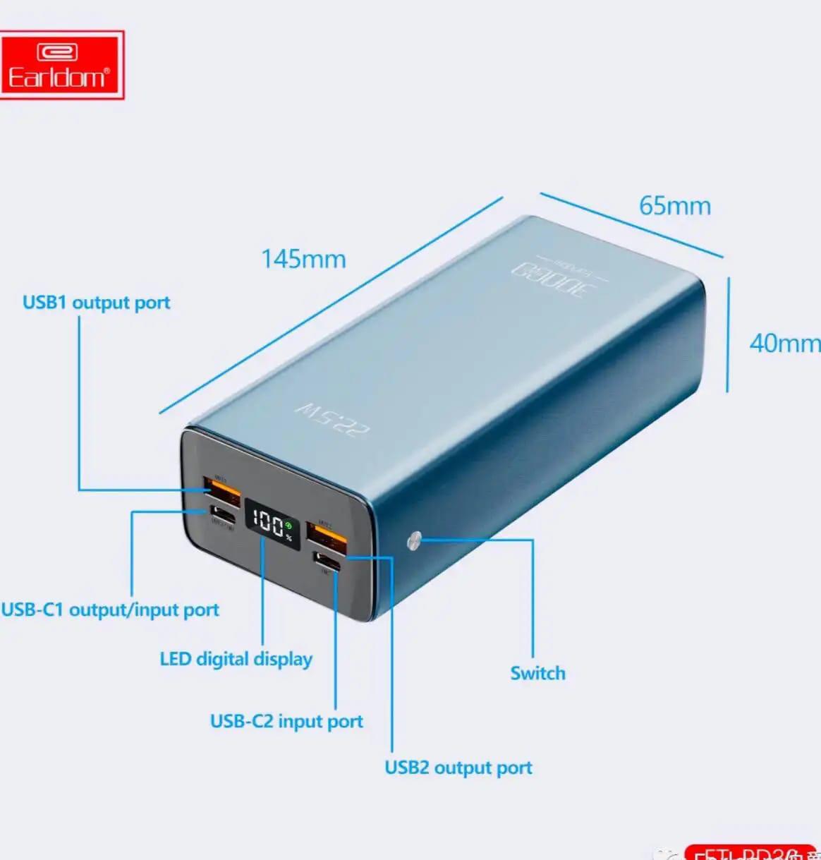 Earldom ET-PD36 30000mAh 22.5W Fast Charging Power Bank