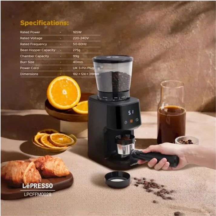 LePresso Conical Burr Coffee Grinder with 31 Grind Settings – Black