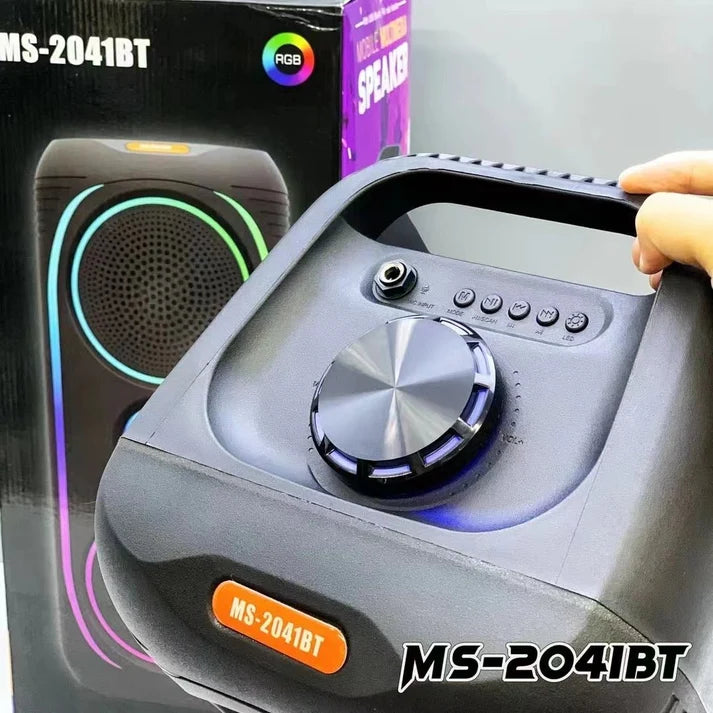 Shiou MS-2041BT Twin 8-Inch Portable Bluetooth Speaker – RGB Light, TWS, FM, USB, BT 5.3