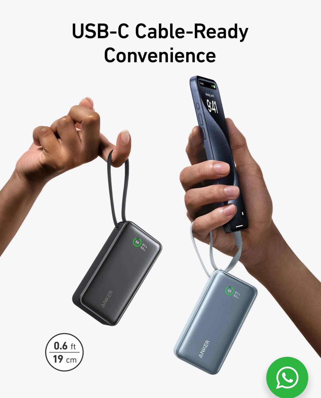 Anker Nano Powerbank 10000 mAh 30W Built-In-USB-C Cable