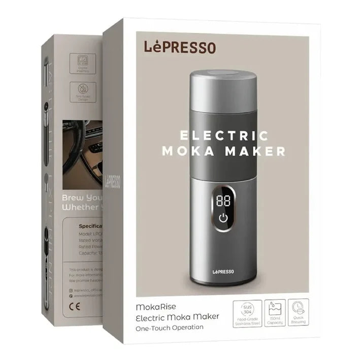 Lepresso MokaRise Electric Moka Maker One-Touch Silver
