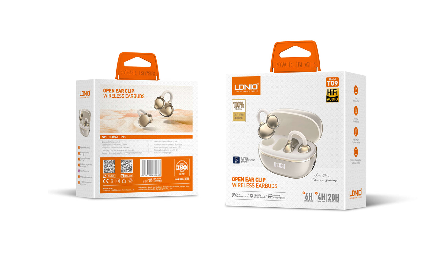 LDNIO T09 WIRELESS STEREO OPEN-EAR IN-EAR HEADPHONES – BT 5.4