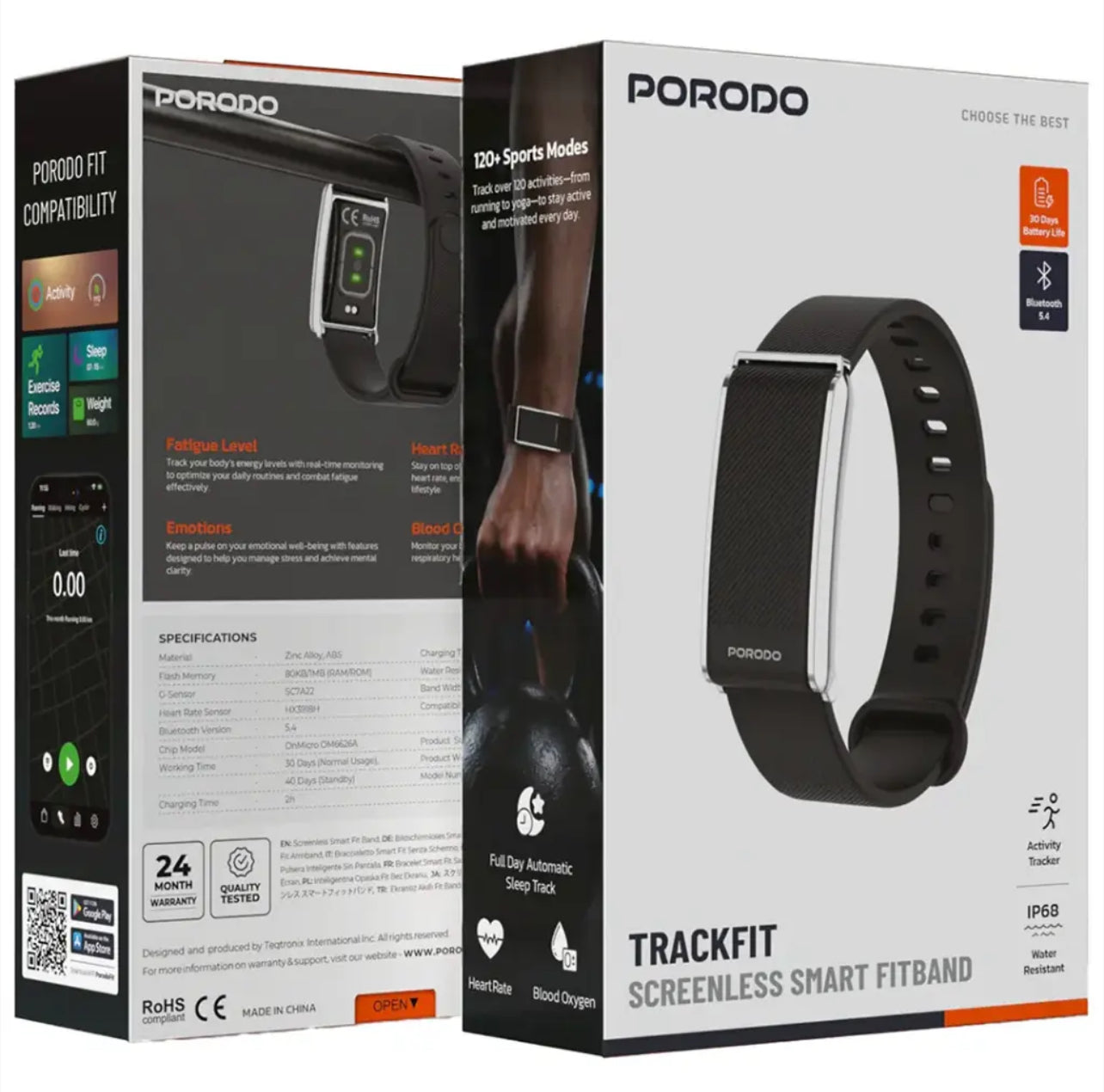Porodo Trackfit Smart Fitness Band – Black