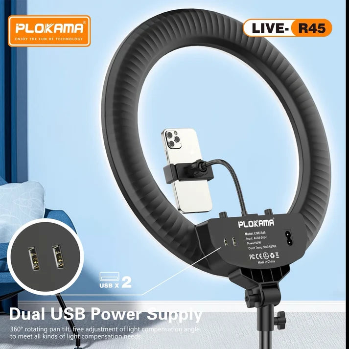 PLOKAMA LIVE R45 18 Inch LED Ring Light 450mm Soft Light