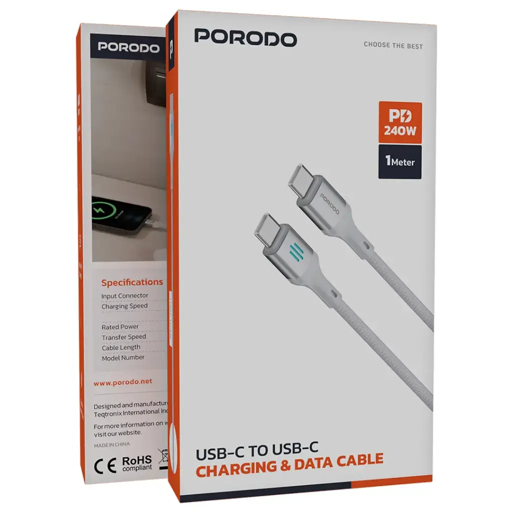Porodo USB-C to USB-C Charging & Data Cable PD 240W