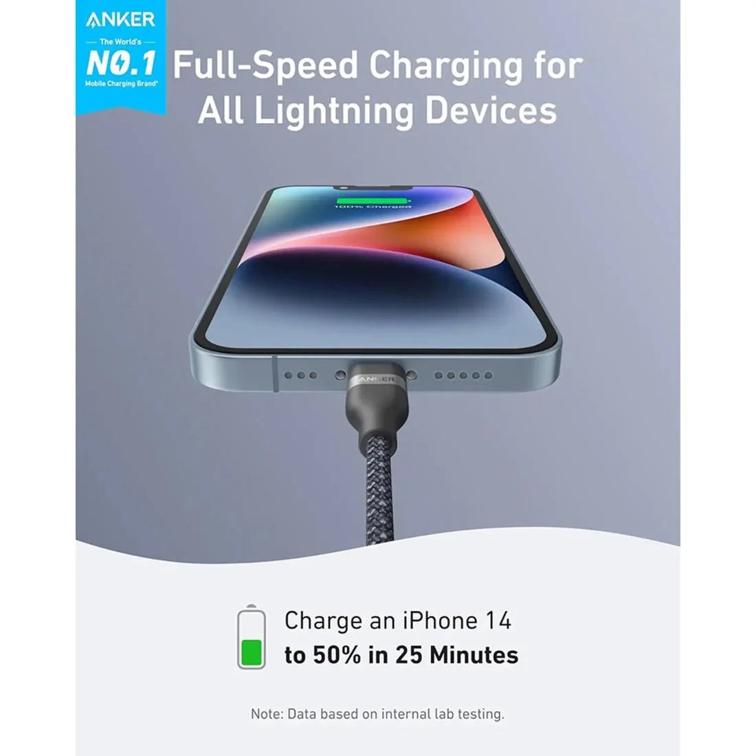 Anker USB-C to Lightning Cable (1.8m/6ft) - Black