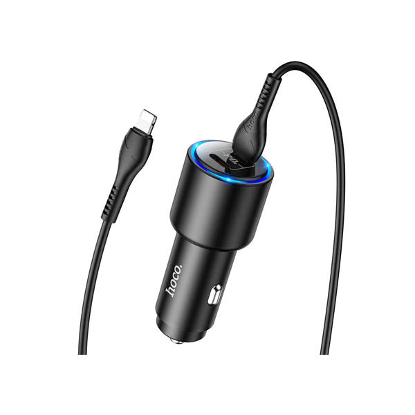 HOCO DUAL PORT TYPE-C TO LIGHTNING LED LIGHTS CAR CHARGER – NZ3