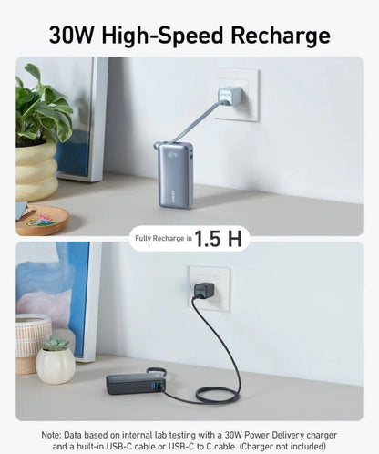 Anker Nano Powerbank 10000 mAh 30W Built-In-USB-C Cable