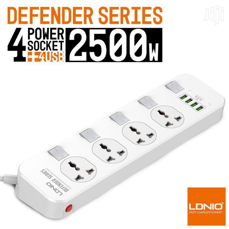 وصلة طاقة Ldnio 2500 واط مع 4 منافذ USB-A و4 مقابس طاقة SC4408