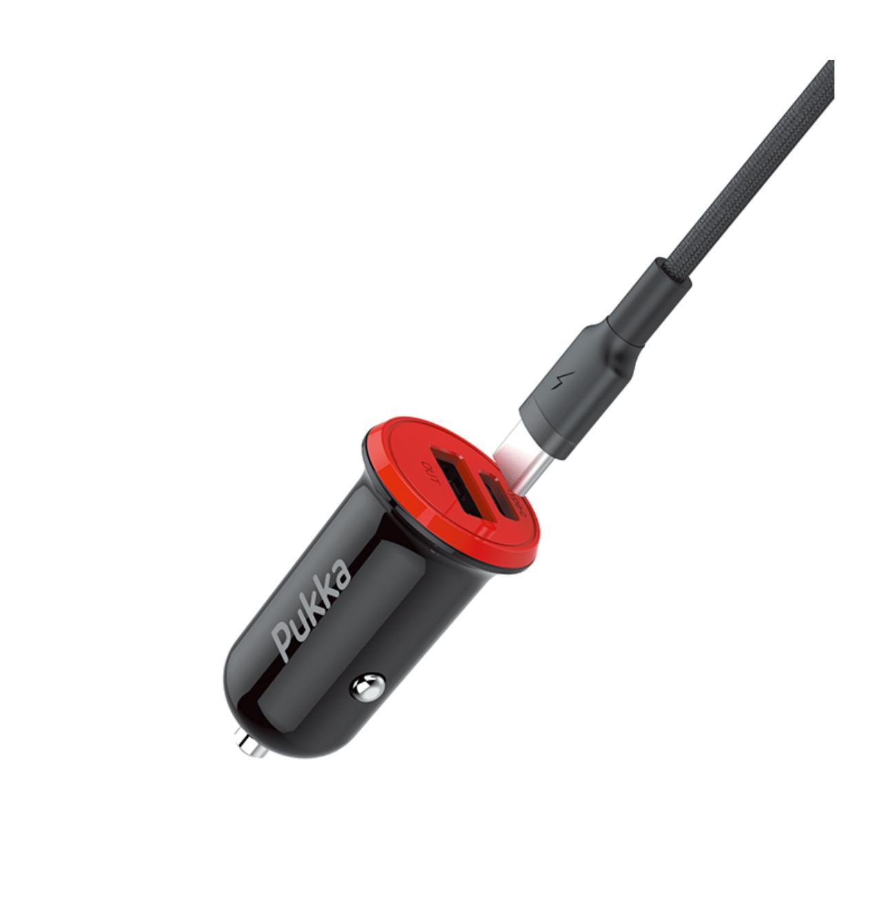 PUKKA CAR CHARGER WITH USB TO LIGHTNING CABLE