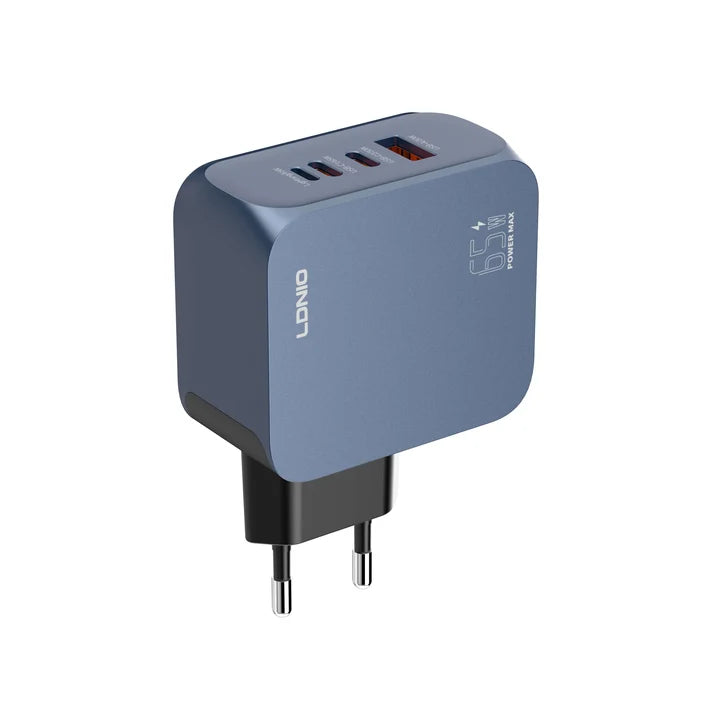 LDNIO Q7 GaN65W Super Fast Charger – 2×USB-C + Lightning + USB-A (4-Port)
