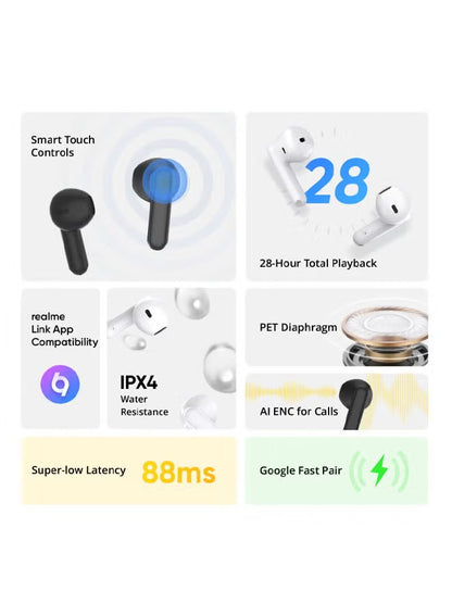 NEW BUDS T01 TRUE WIRELESS EARPHONES WITH AI NOISE REDUCTION