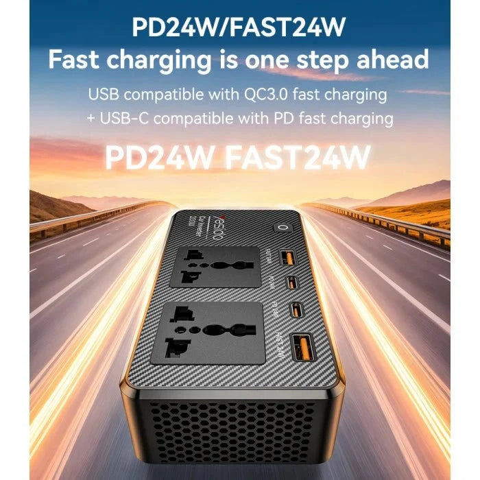 Car Inverter VC07 12V to 200V- USB QC3.0 & TC PD Fast Charging with Multiple Protections