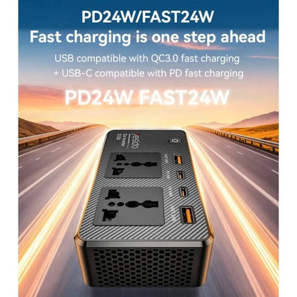 Car Inverter VC07 12V to 200V- USB QC3.0 & TC PD Fast Charging with Multiple Protections