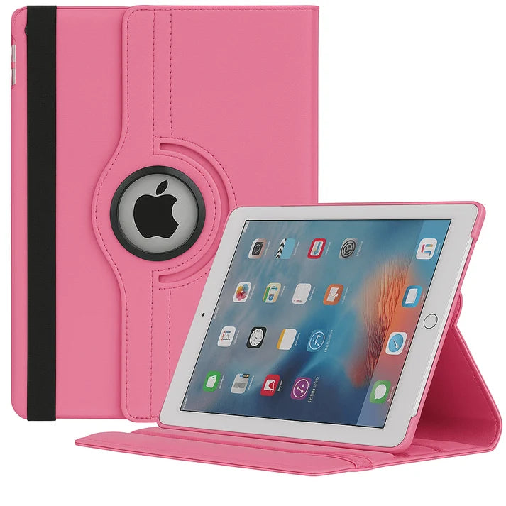 Apple iPad Rotating Book Cover Case – 360° Multi-Angle Stand (Multiple Models & Colors)