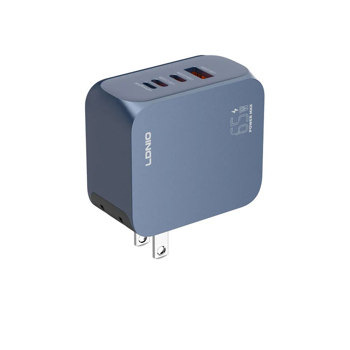 LDNIO Q7 GaN65W Super Fast Charger – 2×USB-C + Lightning + USB-A (4-Port)