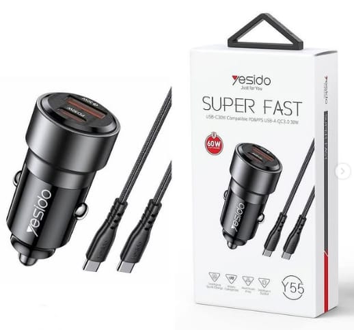 Yesido Y55 60W Dual Fast Car Charger