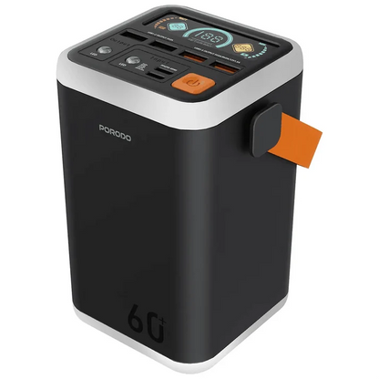 60,000mAh Power Bank Porodo Cappadoc Multi-Port TFT Display - Black