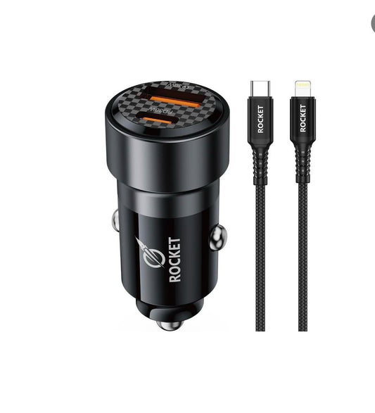 60 W MAX CAR CHARGER USB-C TO IPHONE CABLE