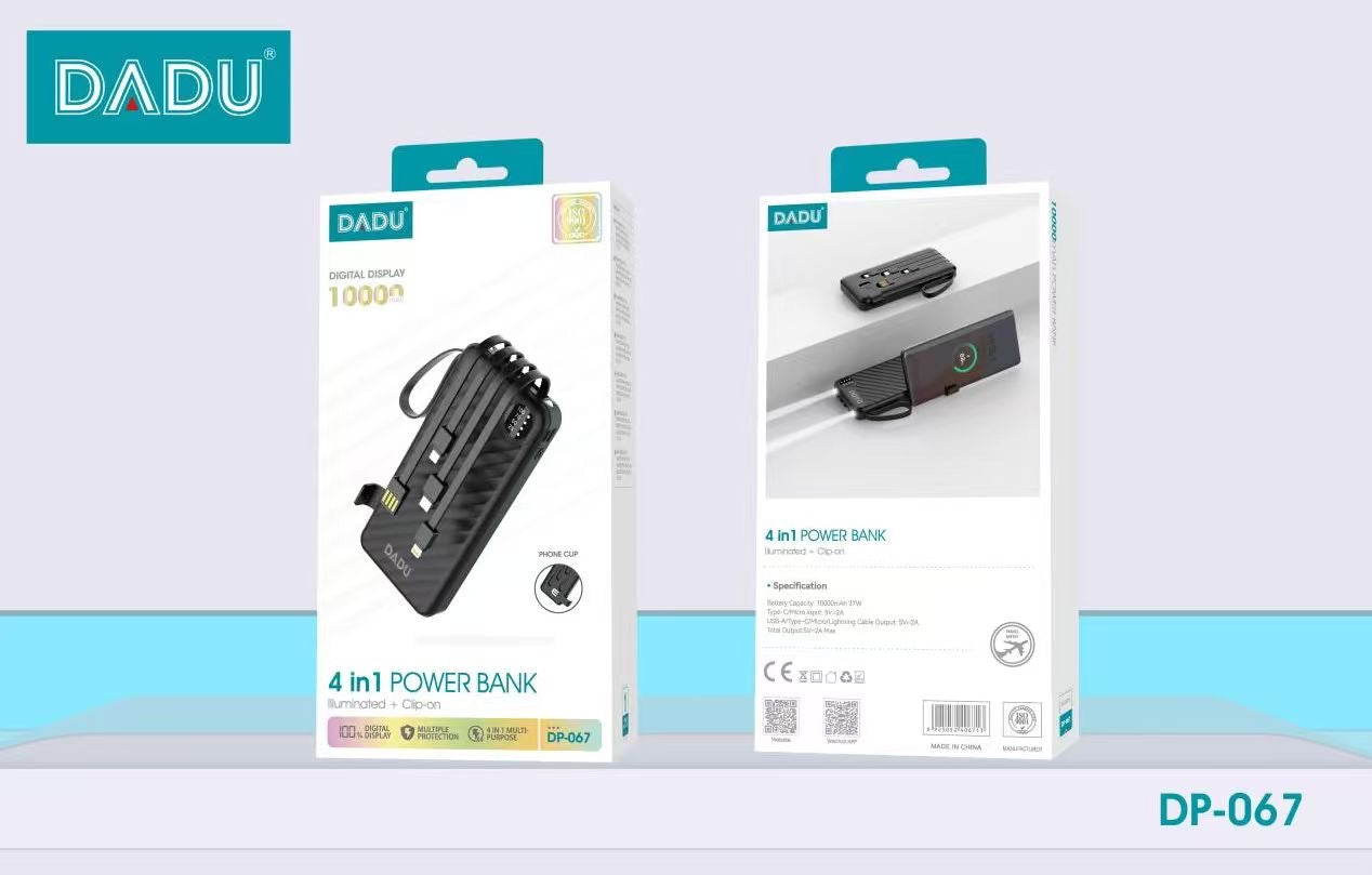 DADU 4-in-1 Clip-On Power Bank with Digital Display (10000mAh)