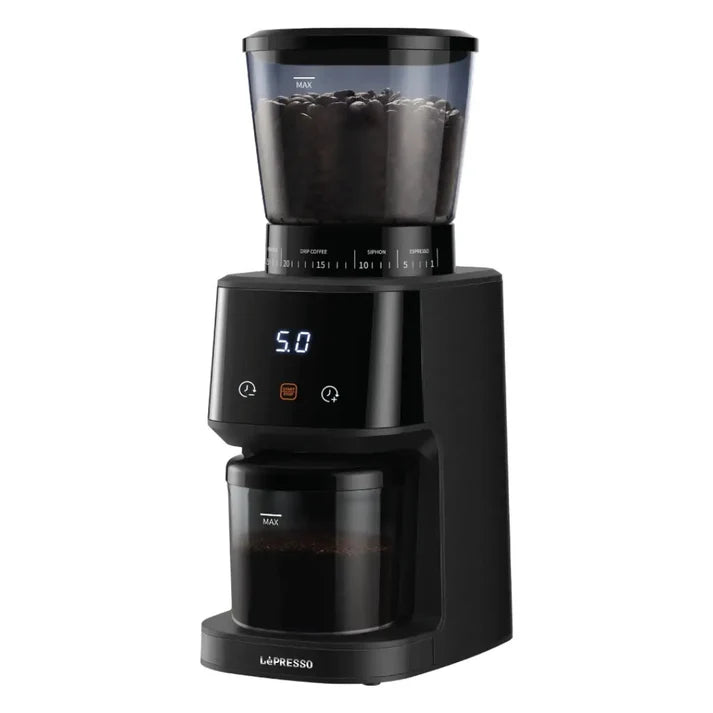 LePresso Conical Burr Coffee Grinder with 31 Grind Settings – Black