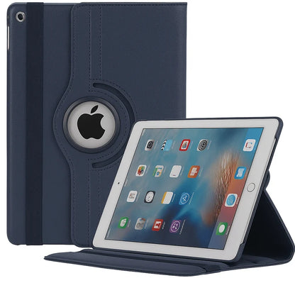 Apple iPad Rotating Book Cover Case – 360° Multi-Angle Stand (Multiple Models & Colors)