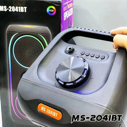 Shiou MS-2041BT Twin 8-Inch Portable Bluetooth Speaker – RGB Light, TWS, FM, USB, BT 5.3