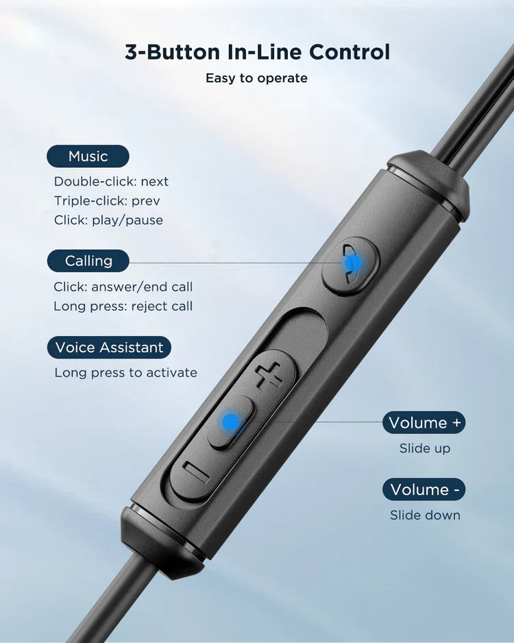 سماعات أذن سلكية من سلسلة TYPE-C نصف داخل الأذن JR-EC07 - أسود