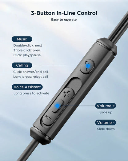 سماعات أذن سلكية من سلسلة TYPE-C نصف داخل الأذن JR-EC07 - أسود