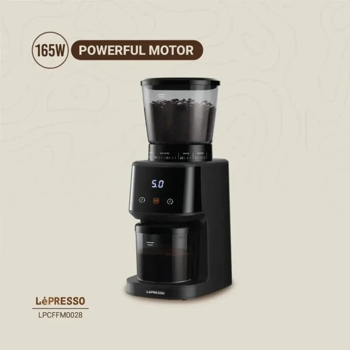 LePresso Conical Burr Coffee Grinder with 31 Grind Settings – Black