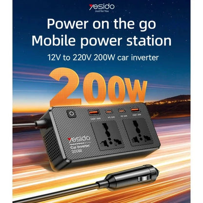 Car Inverter VC07 12V to 200V- USB QC3.0 & TC PD Fast Charging with Multiple Protections