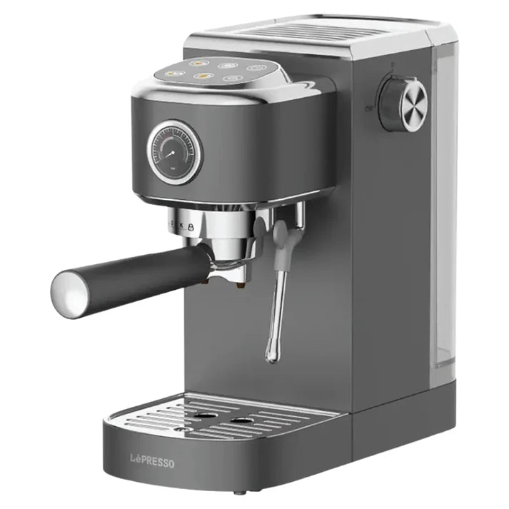 LePresso Caffè Virtuoso Hot & Cold Espresso Maker with Steam Wand & Pressure Gauge – Gray