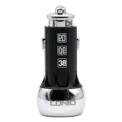 شاحن سيارة سريع Ldnio C1 PD+QC 3.0 مع كابل من النوع C إلى Lightning 