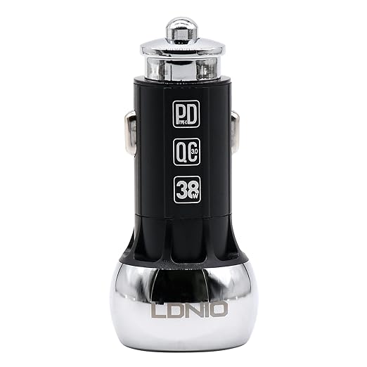 شاحن سيارة سريع Ldnio C1 PD+QC 3.0 مع كابل من النوع C إلى Lightning 