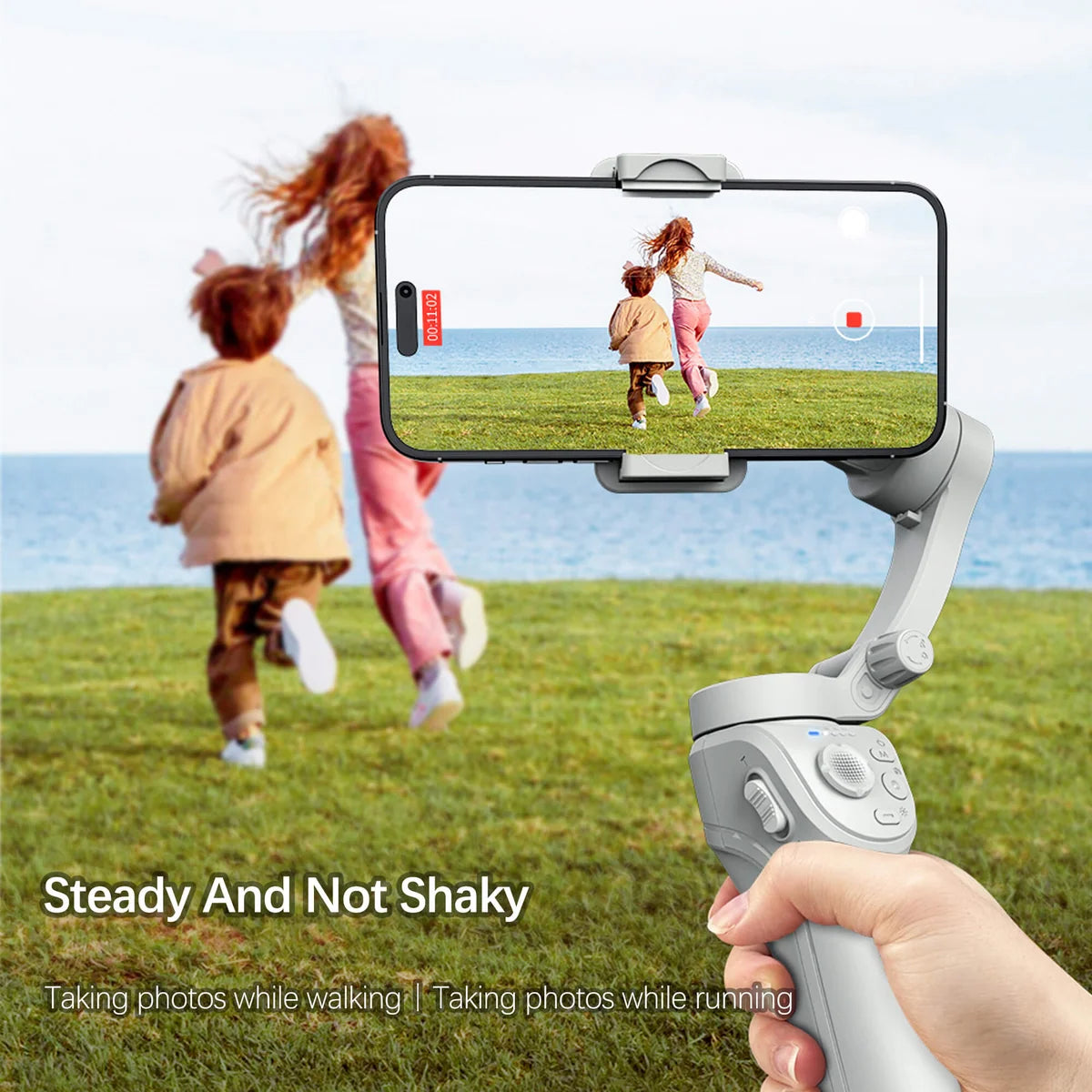Earldom 3-Axis Phone Gimbal Stabilizer – Fill Light, Built-in Tripod, All-Day Battery, Low-Latency Bluetooth