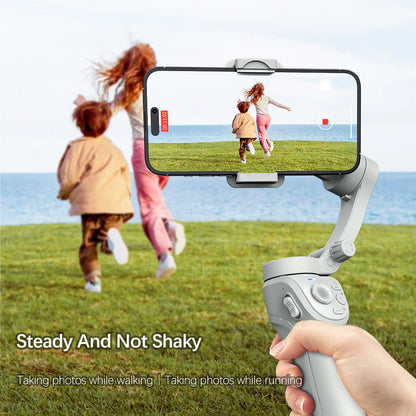 Earldom 3-Axis Phone Gimbal Stabilizer – Fill Light, Built-in Tripod, All-Day Battery, Low-Latency Bluetooth