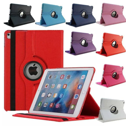 Apple iPad Rotating Book Cover Case – 360° Multi-Angle Stand (Multiple Models & Colors)