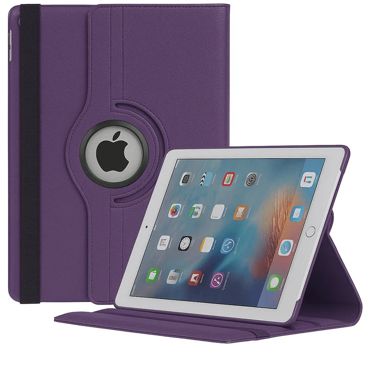 Apple iPad Rotating Book Cover Case – 360° Multi-Angle Stand (Multiple Models & Colors)