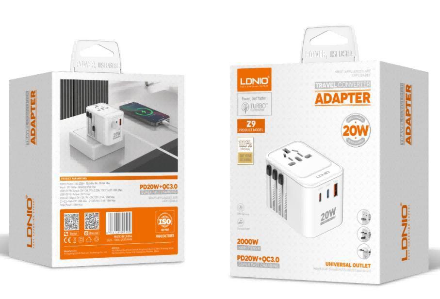 LDNIO Z9 20W All-In-One Universal Travel Adapter