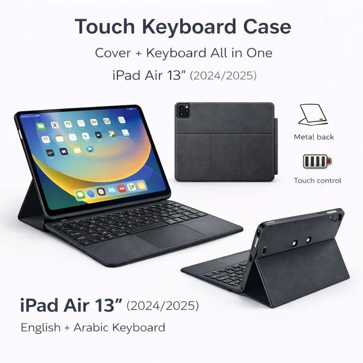 Touch Keyboard Case for iPad Air 13″ (2024/2025) – English & Arabic