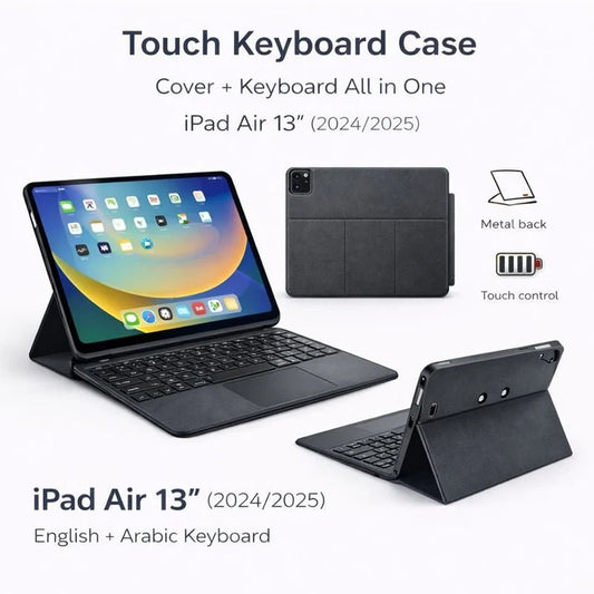 Touch Keyboard Case for iPad Air 13″ (2024/2025) – English & Arabic