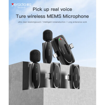 Yesido KR11 Portable Wireless Transmission 360 Pickup Voice Type-C Transmit Port Wireless MEMS Microphone