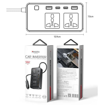 Car Inverter VC07 12V to 200V- USB QC3.0 & TC PD Fast Charging with Multiple Protections