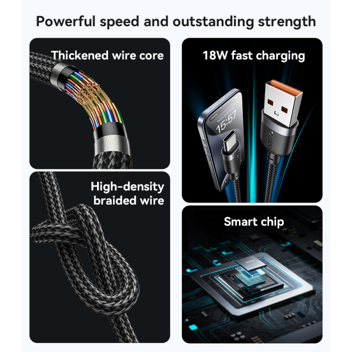 Yesido CA45 5A Super Fast Charging USB to Type-C Cable