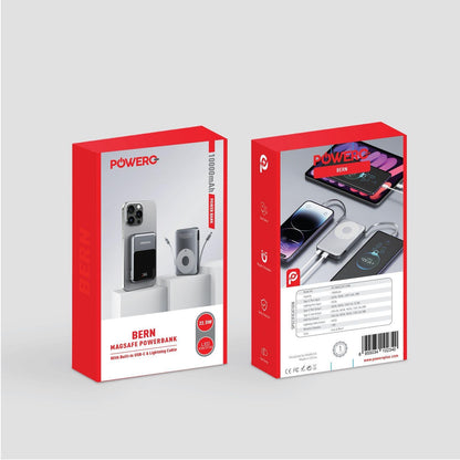 Powero+ Bern MagSafe Power Bank 10000mAh with Built-in Lightning & Type-C Cables