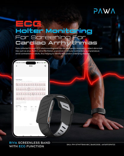 Pawa Riva Screenless Smart Band with ECG & 24/7 Health Monitoring