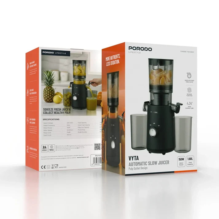 Porodo VYTA Automatic Slow Juicer PC-3000 - Wide Feed Chute 1.68L