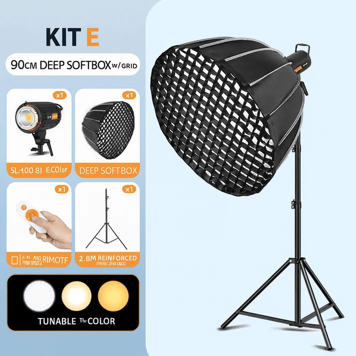 KIT E – 90cm Deep Softbox Studio Light Set with Grid (SL-100B E-Color)