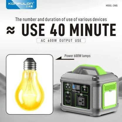 Konfulon CN05 128000mAh 409.6Wh Portable Power Station with 600W AC Output, 60W PD & Solar Charging