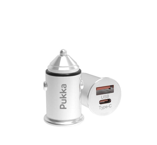 Pukka P-C45W Zinc Alloy Car Charger 45 Watt - Silver
